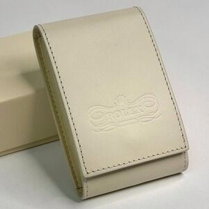 Rolex Leather Card Holder Wallet Beige Embossed Crown Logo New In Packaging